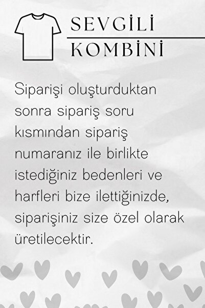 blausee wear Sevgililer Günü Sevgili Kombini Kişiye Özel Harf Baskılı 2'li Sweatshirt