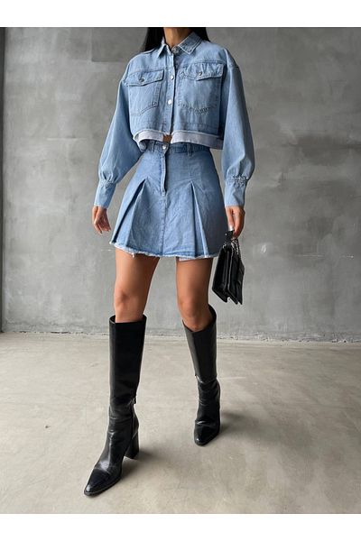 Mulberry Piece and pocket detail Denim Set