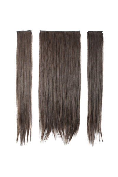 Suzan Peruk Fiber Sentetik Düz Yarım Ay + 2 Yan Çıt Çıt - Açık Kahve