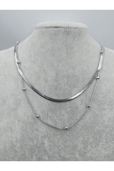 stainless steell ÇELİK 2'Lİ İTALYAN ZİNCİRLİ KOLYE