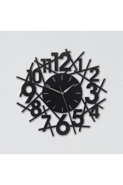 CajuArt Style Cut 35 cm Modern Wall Clock with Black Wooden Stick