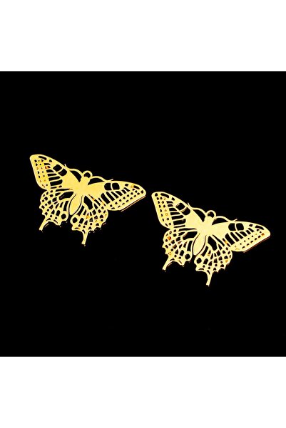 yfhobi 1 Adet - ALTIN KAPLAMA (KARARMAZ) Kelebek Lazer Kesim Kolye Ucu, Küpe,...