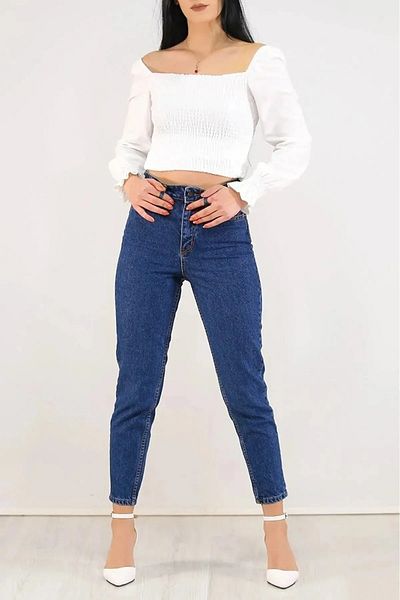 Ramrod Lillesol Women's Navy Blue Lycra Boyfriend Denim Jeans