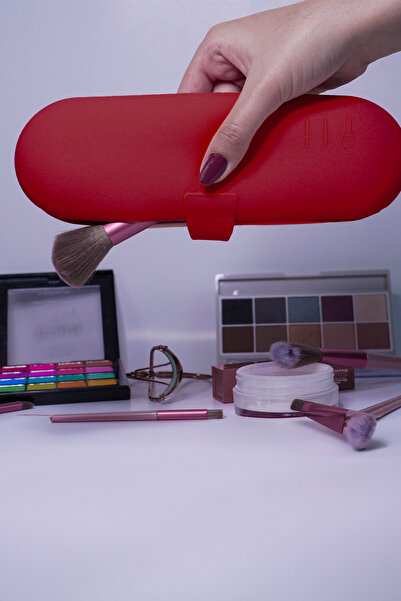 Sethradelia حقيبة فرشاة مكياج سيليكون حمراء