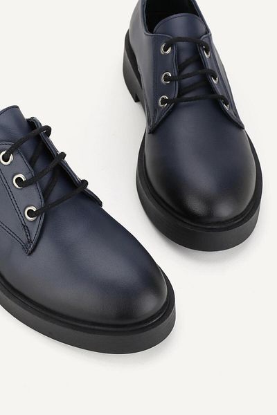 TUNAELLİ PANTOFI OXFORD NUMĂRUL 36-41 PIELE NATURALĂ ALBASTRU MARINE DE FEMEI