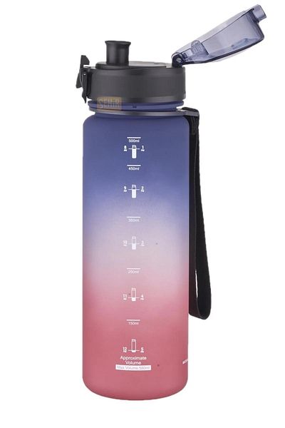 Uzspace 500ml Soft Touch Double Color Motivational Tritan Water Bottle