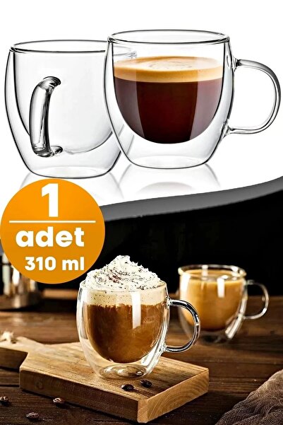 Berdina Home Çift Cidarlı Bardak Cam Kupa 310 ml Ev Ofis Espresso Kahve Finca...