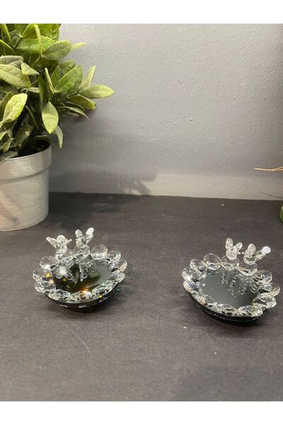 Peramari Decorative Crystal Glass Mirror Double Presentation Holder Silver