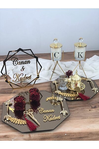 Masalsı Concept İsteme Tepsisi Özel Gün Tepsisi Söz Nişan Tepsi Takımı Bordo ...