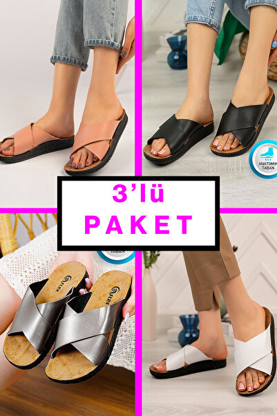 StWenn 3 Πακέτο Γυναικείες και Ανδρικές καλοκαιρινές παντόφλες Παντόφλες παρα...