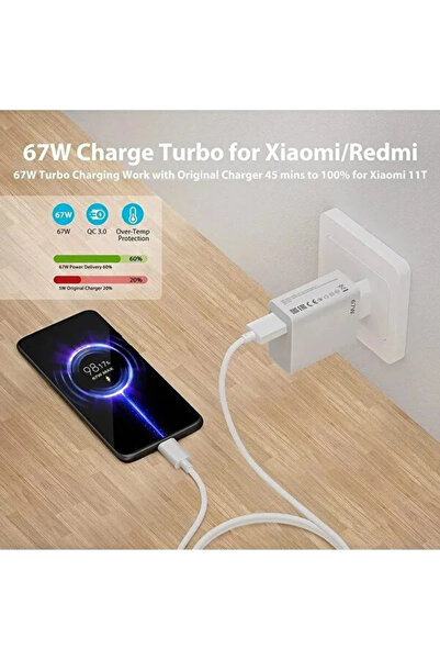 Ocado 67 Watt Hızlı Çift Turbo Şarj Seti (Type-A to Type-C) Android Uyumlu