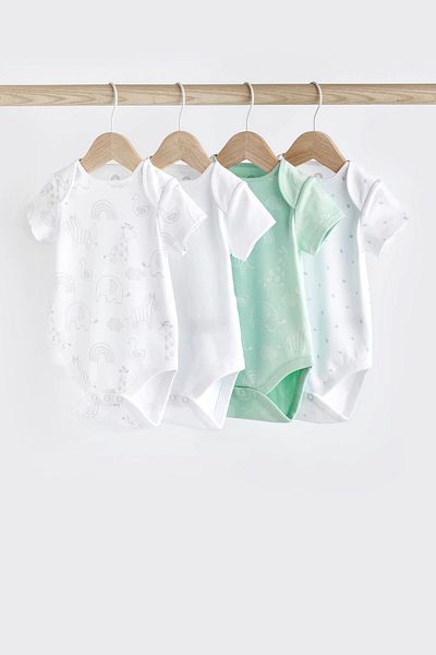 Next Baby Set of 4 100% Organic Cotton Patterned Bodysuits