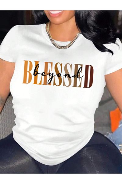 Revasser Unisex Γυναικείο/Ανδρικό BLESSED Πολύχρωμο, ειδικά εμπριμέ, χτενισμένο βαμβακερό μπλουζάκι