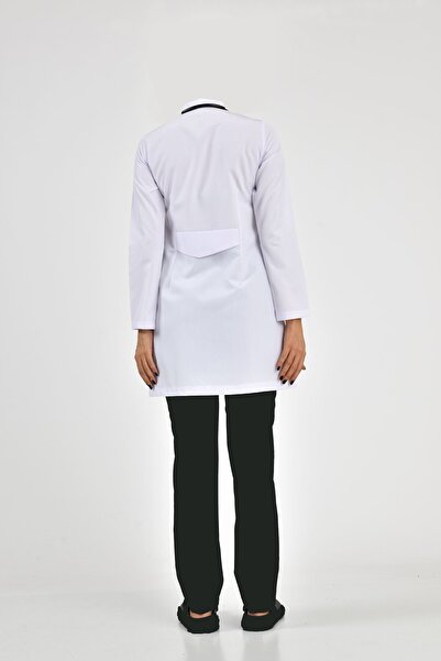 Aka Hakim Yaka Beyaz Kadın Doktor Laboratuvar Öğretmen Önlük Çıtçıtlı Orta Boy