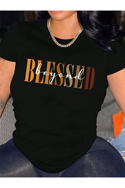Revasser Unisex Γυναικείο/Ανδρικό BLESSED Πολύχρωμο, ειδικά εμπριμέ, χτενισμένο βαμβακερό μπλουζάκι