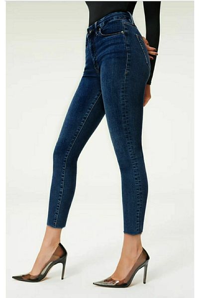 Livik Blugi skinny cu mustață albastru închis Pantaloni de damă, până la gleznă, cu talie înaltă