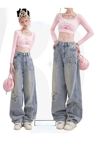 DENİKK Y2k Baggy Retro Unisex Jeans - Stars Jean Style