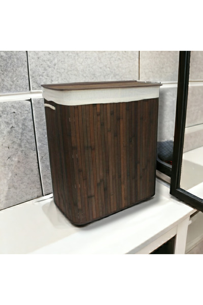 AHİR TİCARET BAMBU KİRLİ ÇAMAŞIR SEPETİ İKİ BÖLMELİ