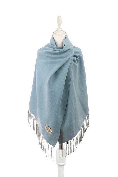 Bursa İpek Blue Beige Double Sided Winter Shawl