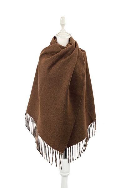 Bursa İpek Brown Tan Double Sided Winter Shawl