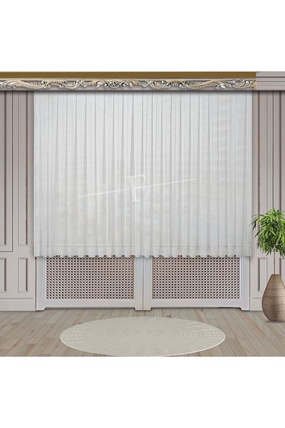 ilkbir Fancy Linen White Marble Bottom - Honeycomb Top Tulle Does Not Want Ironing 1/2 Pleated