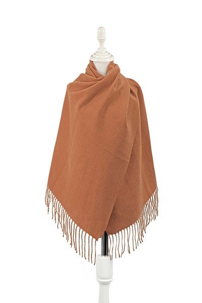 Bursa İpek Tan Beige Double Sided Winter Shawl