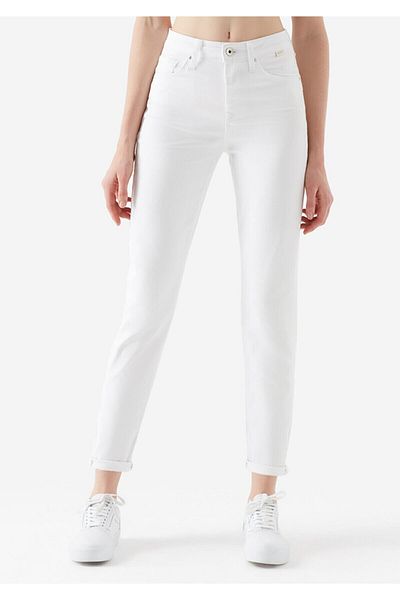 Livik Λευκό Skinny Jean Γυναικείο τζιν παντελόνι ψηλόμεσο μέχρι τον αστράγαλο