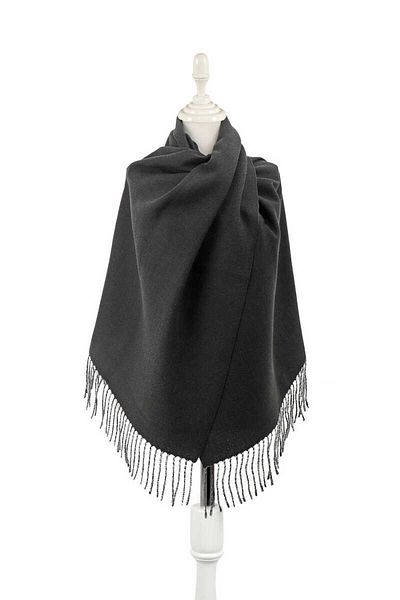 Bursa İpek Black Gray Double Sided Winter Shawl