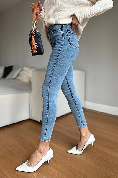 Livik Snow Wash Skinny Jean Γυναικείο τζιν παντελόνι ψηλόμεσο μέχρι τον αστράγαλο