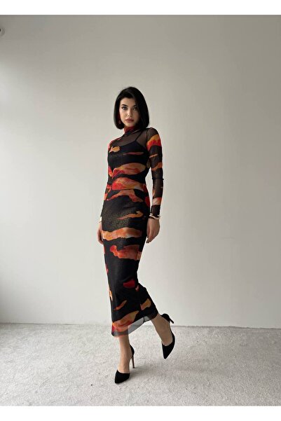 SONREİR فستان مبطن للموسم الجديد - سترابيليز - كم واحد - نمط سحابة - زهور - ن...