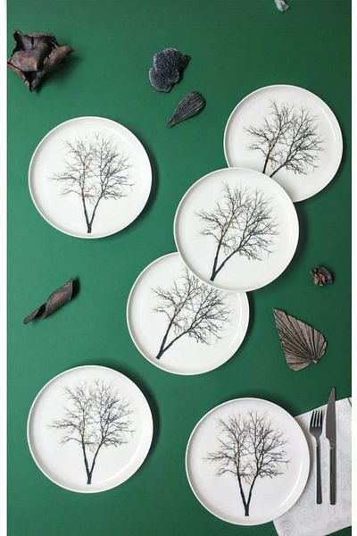Güral Porselen Dreams 6-Piece Cake Plate, Patterned Cake Plate