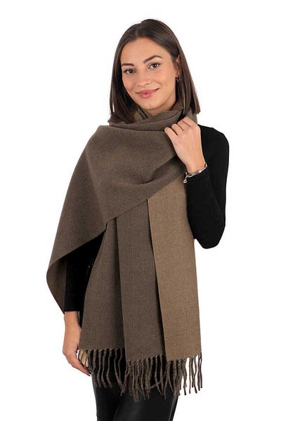 Bursa İpek Bitter Brown Double Sided Winter Shawl