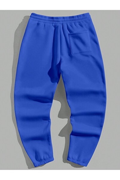 Tarzsokak Erkek İpli Bel Örme Harf Baskı Polar Astarlı Jogger Pantolon