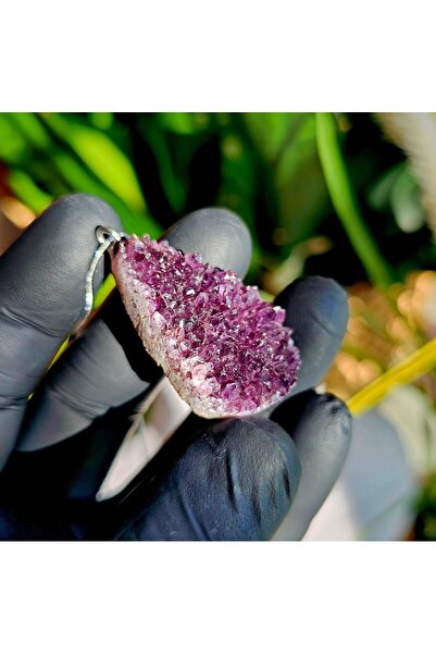 Singincraft قلادة من حجر الجمشت الطبيعي -12- (سلسلة فولاذية) منتجات مصممة يدويًا