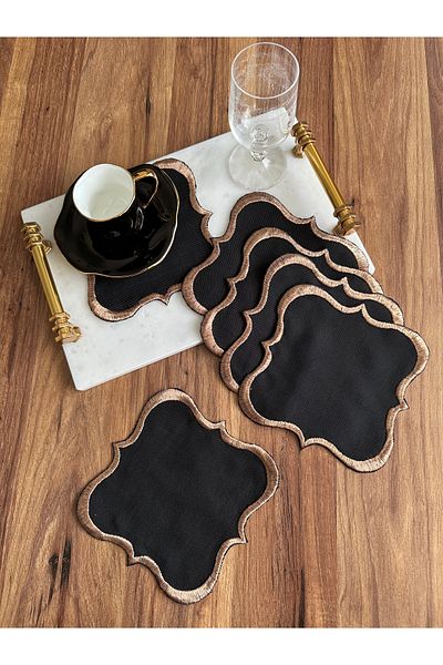 NURHAN HOME COLLECTION Πετσέτες παρουσίασης κοκτέιλ 6 τεμαχίων με φαρδύ κέντημα