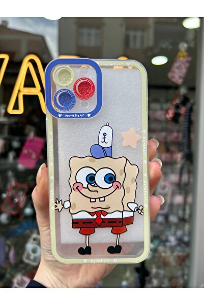 OVADA Iphone 12 Pro Max Uyumlu Kamera Korumalı Çizgi Film Karakterli Silikon Şeffaf Kılıf