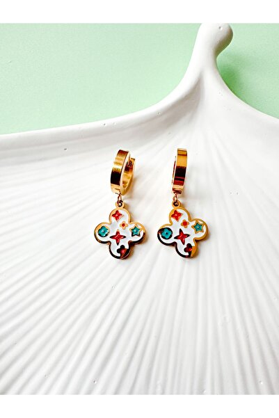 Bonibonstore أقراط من الفولاذ المينا الملون - ذهبي