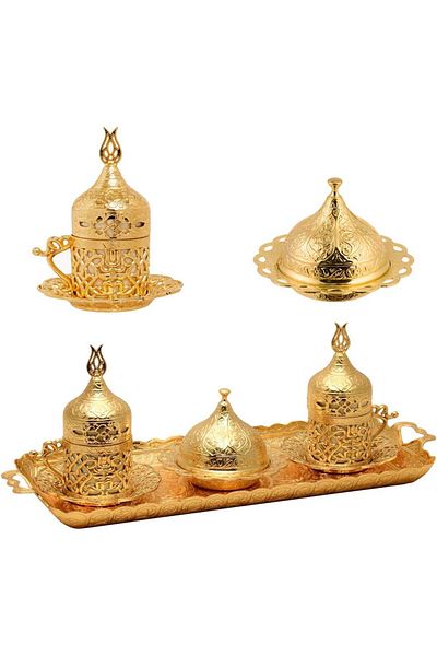 KT HOME Coffee Presentation Set Coffee Cup 2 Person Set Turkish Coffee Cup Ottoman Style Cup Zamak Acrl
