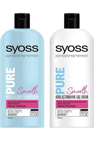 Syoss 500 Ml Micellar Shampoo - Pure Smooth + Agırl.Sheet Cream