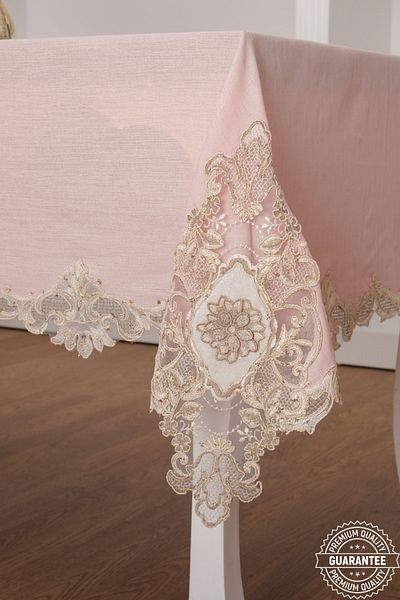 Finezza Anka Luxury Lacy Glittered Linen Fabric Powder Tablecloth-1167 160x230 Cm
