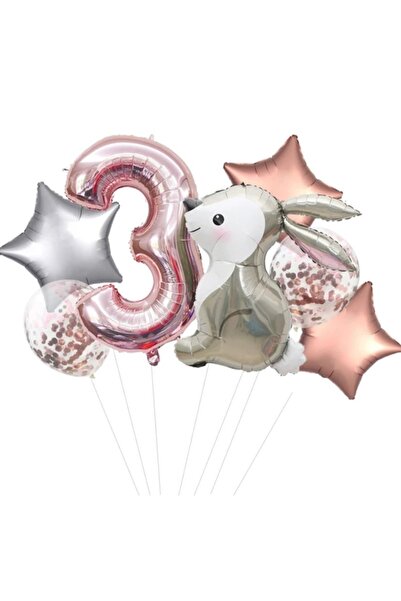 MFM Σετ μπαλόνι με αλουμινόχαρτο με θέμα το κουνέλι 3 ετών 100 cm