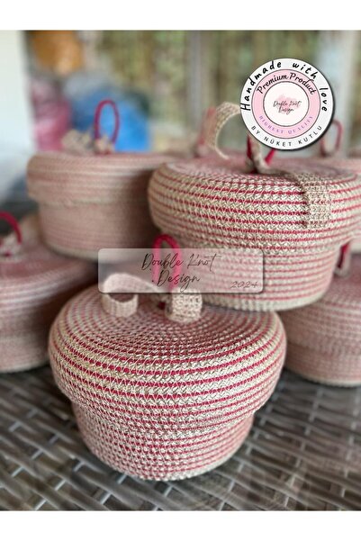 DOUBLE KNOT DESİGN Tress Çok Amaçlı Düzenleyici Fındık Sepet / Organizer 3 Lü Sepet Hediyelik Anneler Günü