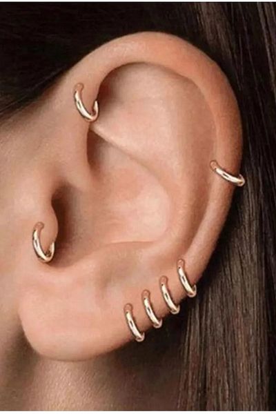 Jaida Moda Unisex Gold Hoop Tragus Helix Steel Earrings