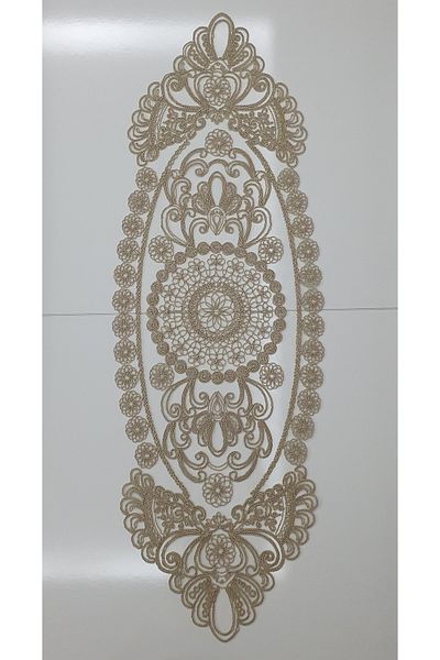 WENESSİ Покривка за маса с шарка на маргаритки и ъглови корди (38×108 см)