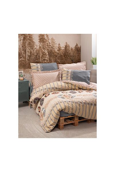 ŞENER HOME Σετ Παπλωματοθήκη Ethnic Cottonbox Διπλό - Dakota Grey