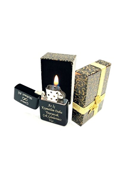 Genel Markalar Kurt Başlı Eski Gök Türk Yazısı Lazer Silinmez Resimli Benzinli Hediyelik Çakmak