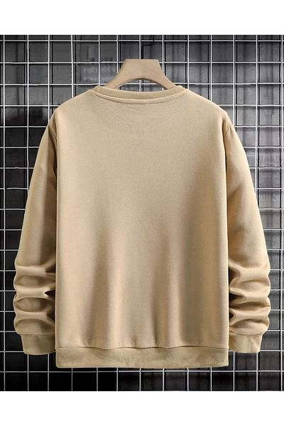 NewCabin Φούτερ Michelangelo με 3 κλωστές Cotton Lightning - Printed Oversize Raised Crew Neck