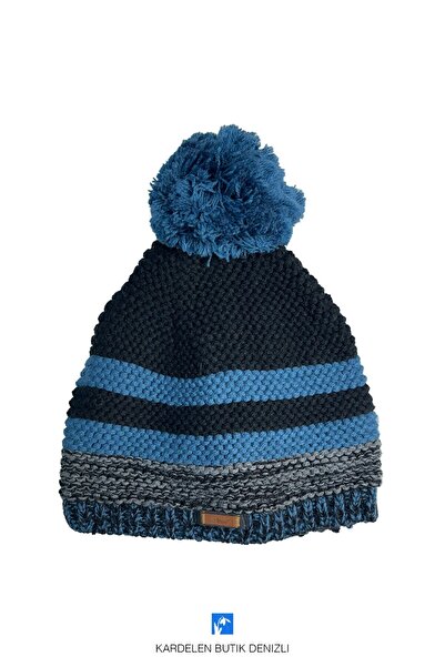 Kardelen Butik Denizli Beretă cu pompon pentru copii cu lână în interior și Miflon (vârsta 5-9)