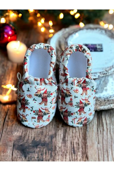 Kokopatik Christmas Bear Feast Organic Cotton Nursery-Home Shoes