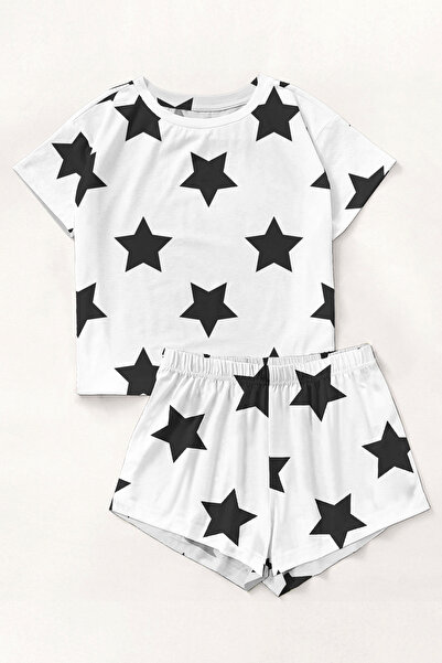 PEMBİŞ HOMEWEAR Short Sleeve Shorts Pajama Set Süperstarwhite Supersoft Basic...